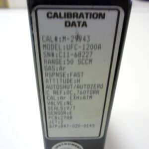 Unit Instruments UFC-1200A Massflow controller 50 sccm Argon B/P 847-020-0145 - Image 2