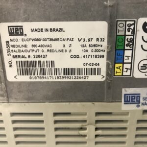 WEG CFW08 Plus Vector inverter EUCFW080100T3848EOA1FAZ - Image 3